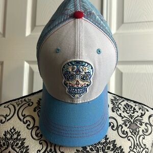Aksels Blue White Dead of Day Skull‎ Hat Mesh
